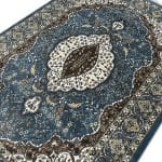 230 x 160cm Persian Tabriz Medallion Style Machine Made Blue Rug - Image 4