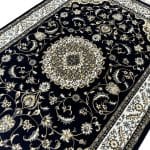 230 x 160cm Persian Kashan Floral Medallion ( Deep Navy Edition ) Machine Made Rug - Image 7