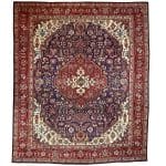 373 x 300cm Hand Knotted Geometric Design Navy Persian Tabriz Rug