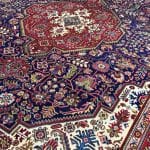 373 x 300cm Hand Knotted Geometric Design Navy Persian Tabriz Rug - Image 2