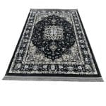 230 x 160cm Persian Tabriz Snowflake Medallion Design Machine Made Grey Rug - Image 2