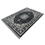 230 x 160cm Persian Tabriz Snowflake Medallion Design Machine Made Grey Rug - Image 3