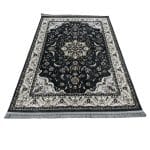 230 x 160cm Persian Kashan Floral Medallion Grey Machine Made Rug - Image 2