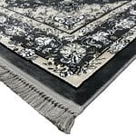 230 x 160cm Persian Tabriz Snowflake Medallion Design Machine Made Grey Rug - Image 4