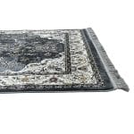 230 x 160cm Persian Kashan Floral Medallion Grey Machine Made Rug - Image 6