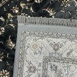 230 x 160cm Persian Kashan Floral Medallion Grey Machine Made Rug - Image 8