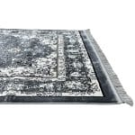 230 x 160cm Persian Tabriz Snowflake Medallion Design Machine Made Grey Rug - Image 6
