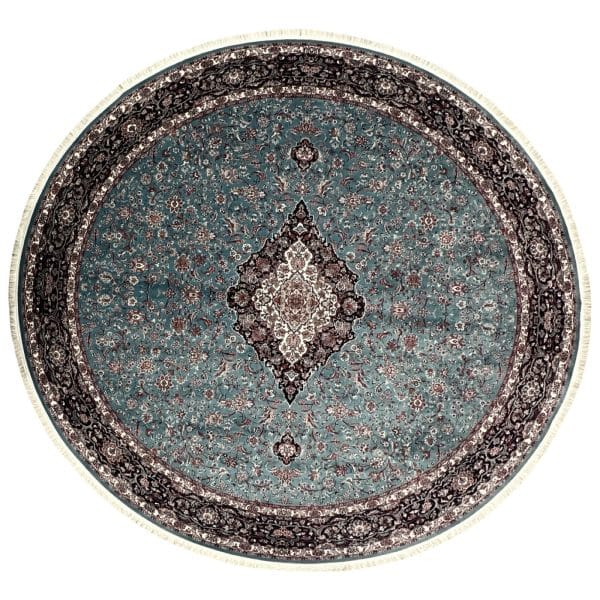 300 x 300cm Classic Persian Kashan Medallion Machine Made Blue Round Rug