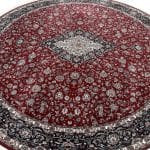 300 x 300cm Kashan Floral Medallion Machine Made Red Round Rug - Image 4