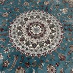 300 x 300cm Kashan Floral Medallion Machine Made Blue Round Rug - Image 5