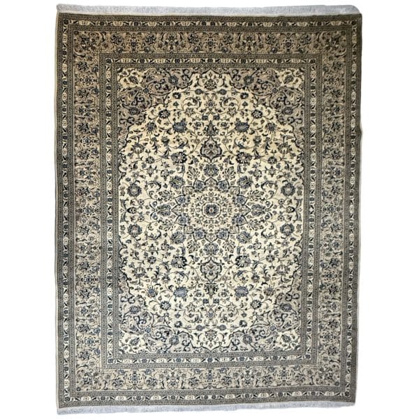 400 x 290cm Hand Knotted Persian Ivory Kashan Rug
