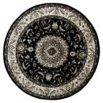 160 x 160cm Persian Kashan Design Machine Made Navy Round Rug