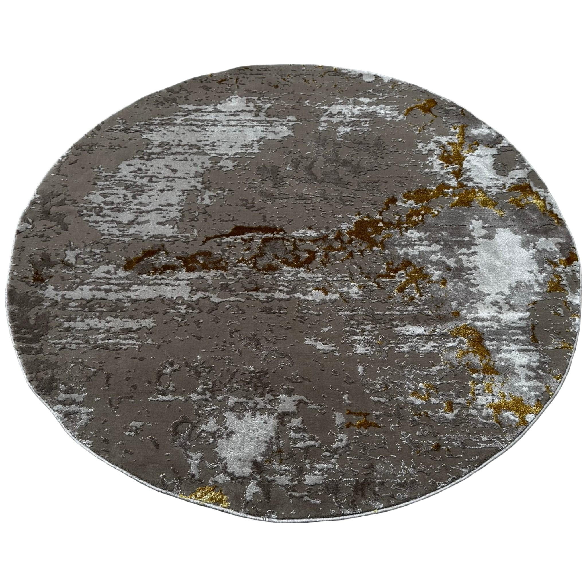 pixelcut_17 2 160 x 160cm Turkish Machine Made Modern Style Brown Round Rug - Image 1
