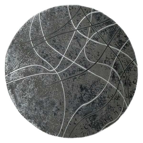 160 x 160 cm Modern Art-Inspired Round Turkish Machine Made Rug