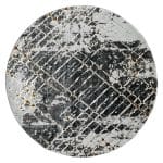 160 x 160cm Turkish Style Machine Made Grey&Golden Round Rug