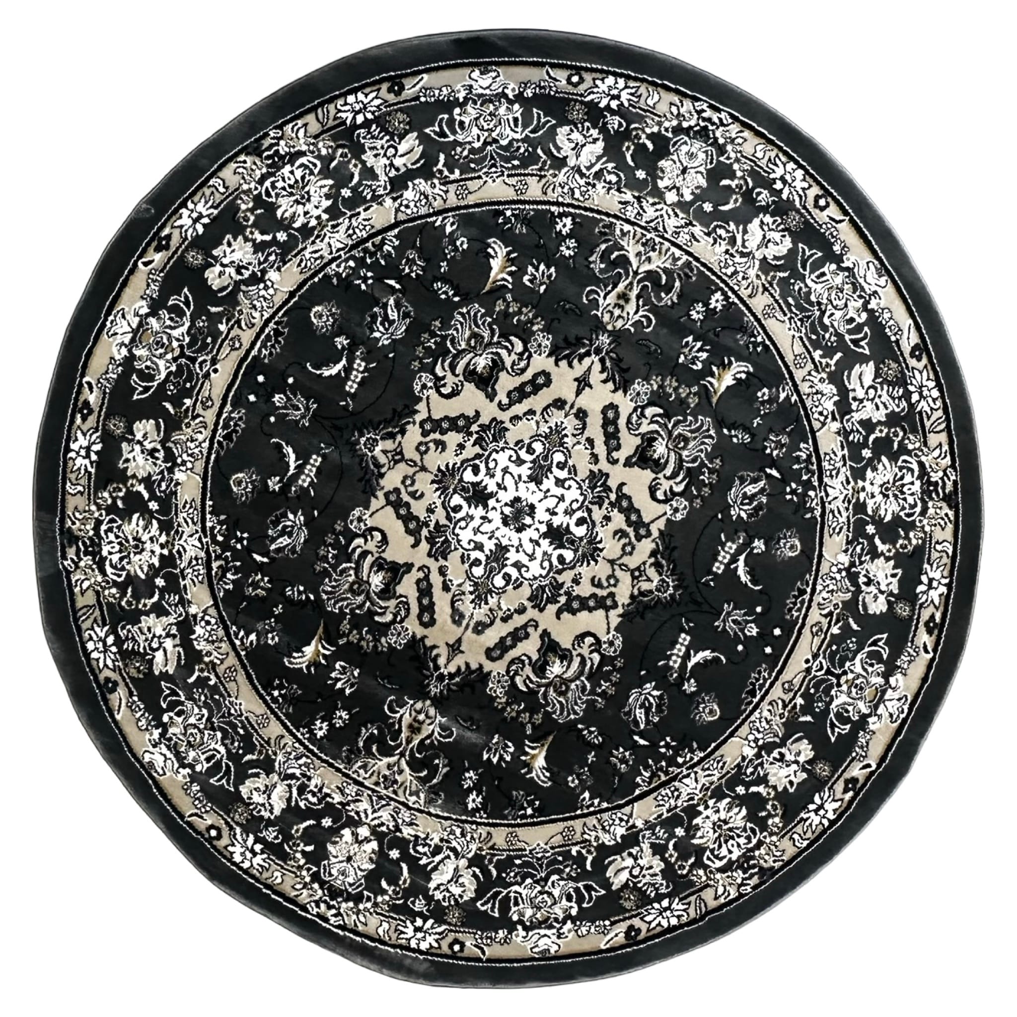 pixelcut_28 160 x 160cm Persian Mashad Floral Medallion Design Round Rug - Image 1