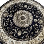 160 x 160cm Persian Kashan Design Machine Made Navy Round Rug - Image 3