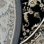 160 x 160cm Turkish Mashad Design Machine Made Deep Navy Round Rug - Image 6