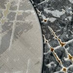 160 x 160cm Turkish Style Machine Made Grey&Golden Round Rug - Image 5