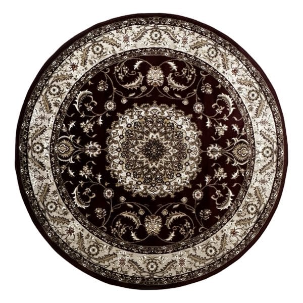 160 x 160cm Persian Kashan Floral Design Machine Made Round Rug