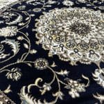 160 x 160cm Persian Kashan Design Machine Made Navy Round Rug - Image 4