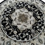 160 x 160cm Turkish Mashad Design Machine Made Deep Navy Round Rug - Image 3