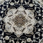 160 x 160cm Turkish Mashad Design Machine Made Deep Navy Round Rug - Image 5