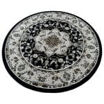160 x 160cm Turkish Mashad Design Machine Made Deep Navy Round Rug - Image 2