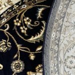 160 x 160cm Persian Kashan Design Machine Made Navy Round Rug - Image 6