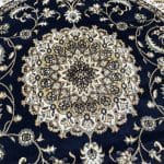 160 x 160cm Persian Kashan Design Machine Made Navy Round Rug - Image 7