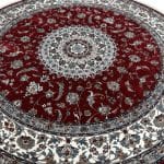 300 x 300cm Kashan Floral Medallion Machine Made Red Round Rug - Image 2