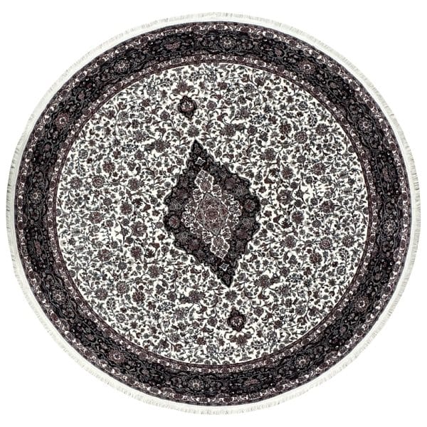 300 x 300cm Classic Persian Kashan Medallion Machine Made Cream Round Rug