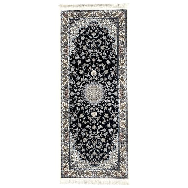 200 x 80cm Nain Medallion Design Navy Runner Rug