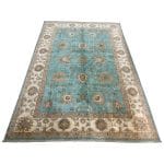 293 x 200cm Teal Blue Oriental Handmade – Afghan Chobi Wool Rug - Image 4