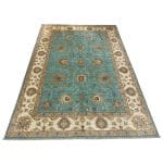 293 x 200cm Teal Blue Oriental Handmade – Afghan Chobi Wool Rug - Image 5