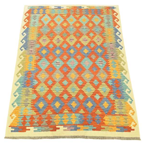 203cm x 156cm Hand Woven Afghan Kilim Rug