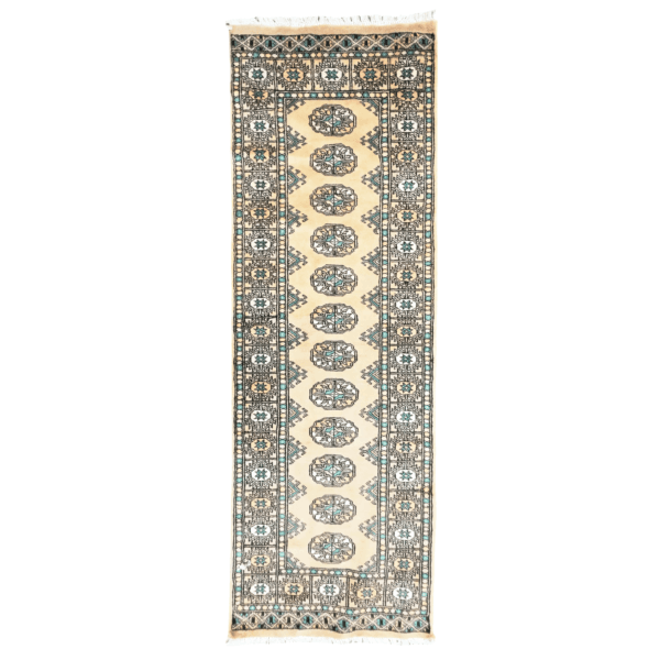 185cm x 62cm Hand Knotted Beige Karachi Bokhara – Wool Runner Rug