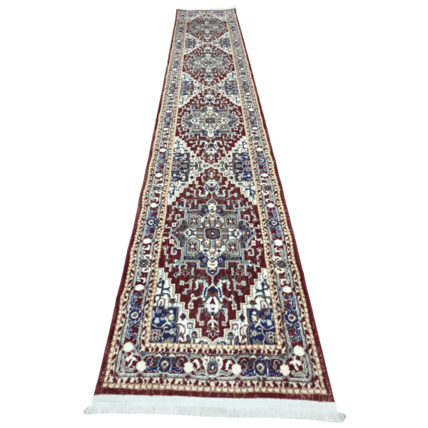 400 x 80cm Heritage-Inspired Luxury Maroon Runner Rug
