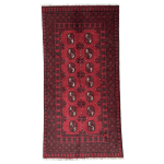 188cm x 103cm Hand-Knotted Red Bokhara Afghan Akche