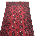 188cm x 103cm Hand-Knotted Red Bokhara Afghan Akche - Image 2