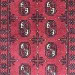 188cm x 103cm Hand-Knotted Red Bokhara Afghan Akche - Image 4