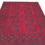 197cm x 151cm Hand Woven Red Afghan Akche - Image 4