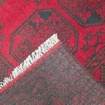 197cm x 151cm Hand Woven Red Afghan Akche - Image 6