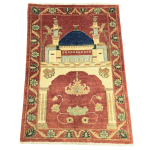 124cm x 80cm Hand Knotted Afghan Chobi Muslim Prayer Matt Wool Rug