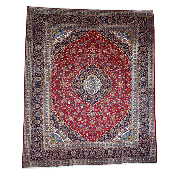 383cm x 295cm Hand Knotted Large Persian Red Kashan Wool Rug