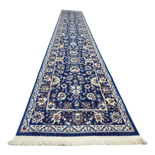 400cm x 80cm Heritage-Inspired Luxury Blue Runner Rug