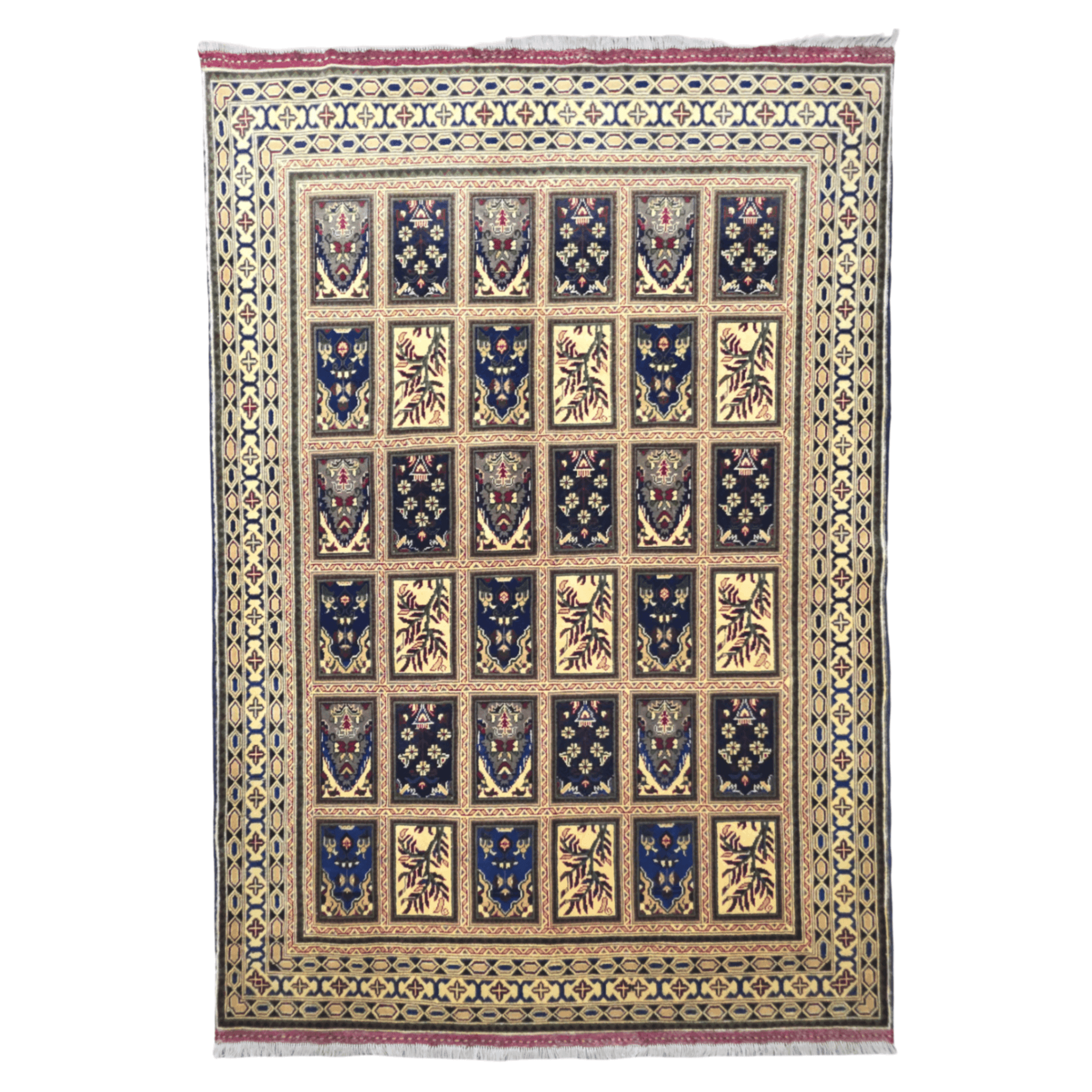 07-210cmx146cm-tashkandi-image-1 210cm x 146cm Hand Knotted Soft Tone Afghan Chobi – Wool Rug - Image 1