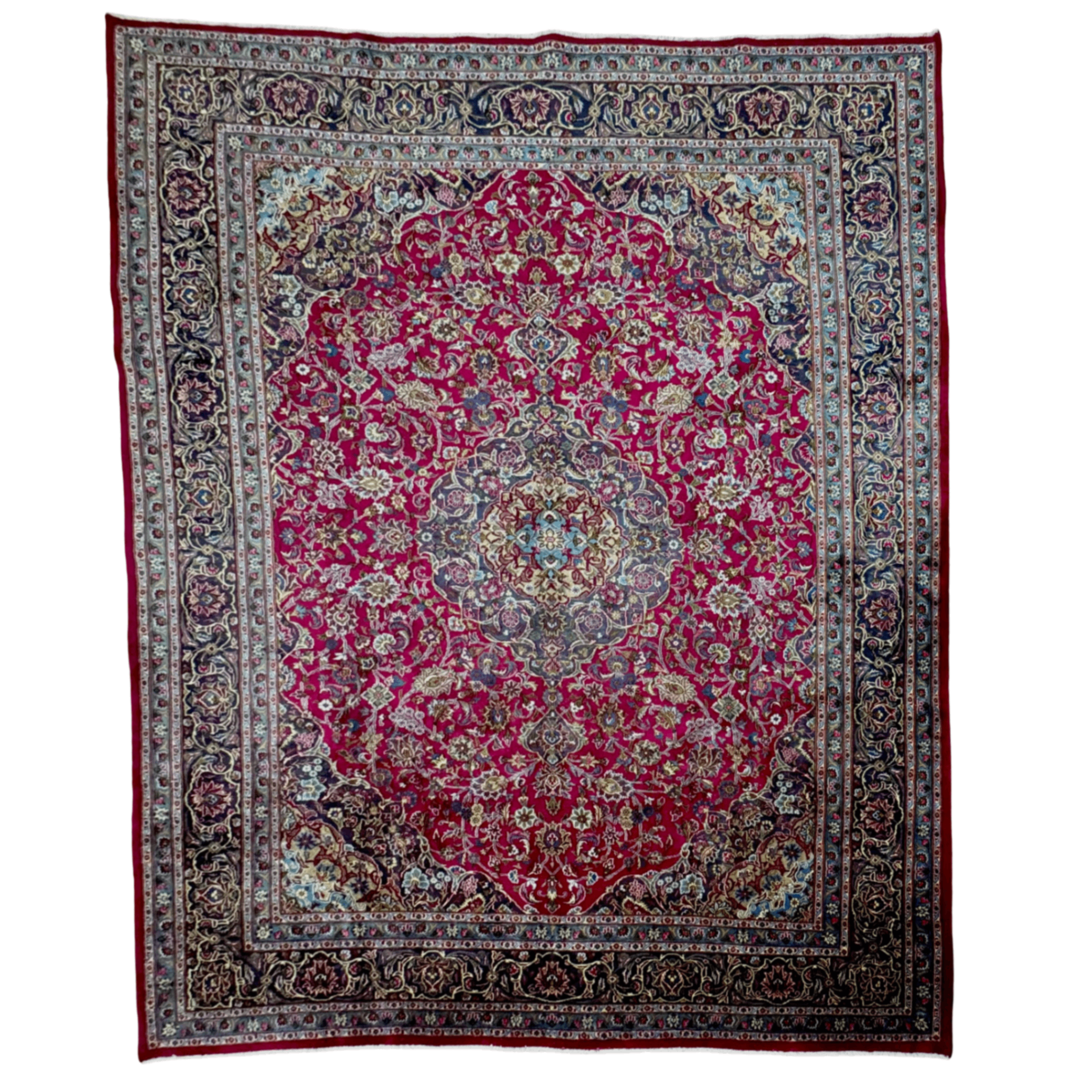 07-382cmx290cm-hand-made-image-1 383cm x 290cm Hand Knotted Large Persian Red Kashan Wool Rug - Image 1