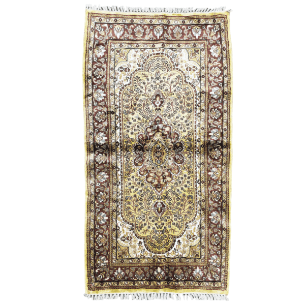 134cm x 75cm Hand Knotted Indian Silk Jaipur Oriental Rug