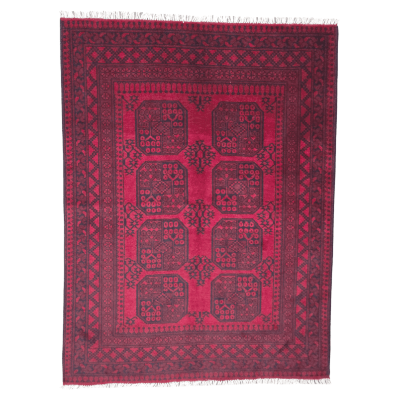 193cm x 150cm Hand Woven Red Afghan Akche